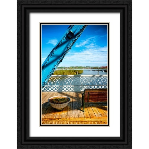 Rail and Bench Black Ornate Wood Framed Art Print with Double Matting by Lee, Rachel