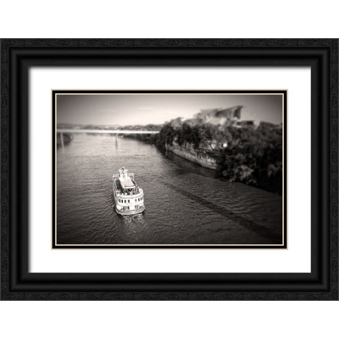 Riverboat Sepia Black Ornate Wood Framed Art Print with Double Matting by Lee, Rachel