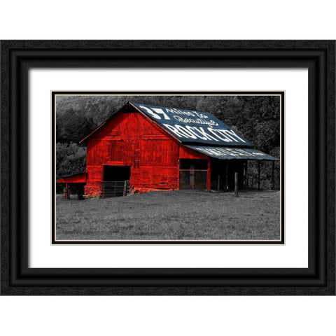 Rock City Barn 4 Custom Color BW Mask Black Ornate Wood Framed Art Print with Double Matting by Lee, Rachel