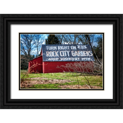 Rock City Gardens Barn Black Ornate Wood Framed Art Print with Double Matting by Lee, Rachel