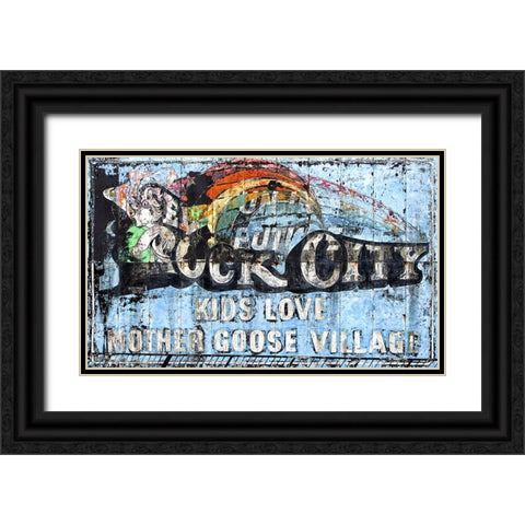 Rock City Sign Black Ornate Wood Framed Art Print with Double Matting by Lee, Rachel