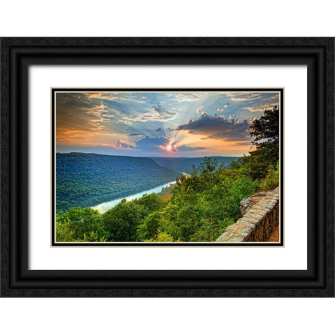 Scenic City 38 Black Ornate Wood Framed Art Print with Double Matting by Lee, Rachel