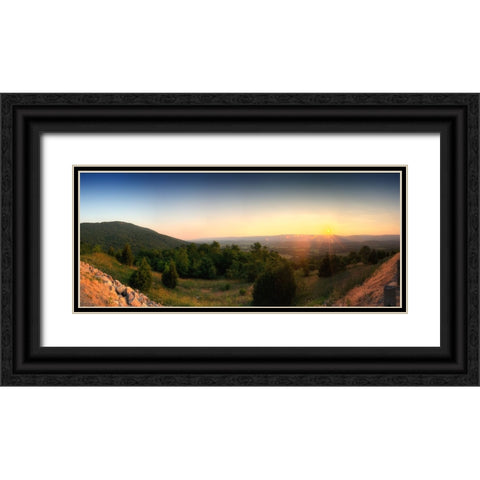 Sequatchie Valley Sunset Pano Black Ornate Wood Framed Art Print with Double Matting by Lee, Rachel