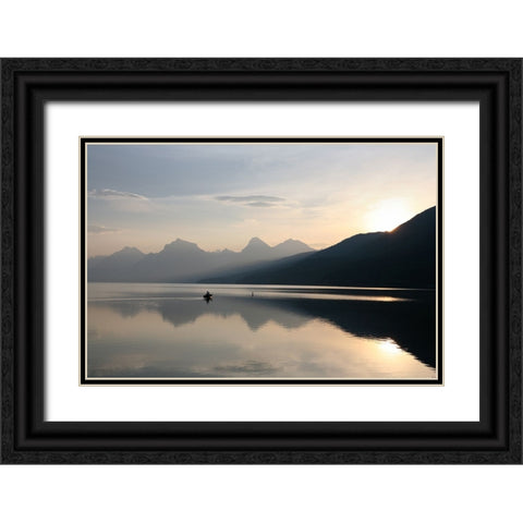 Serene Lake Black Ornate Wood Framed Art Print with Double Matting by Lee, Rachel