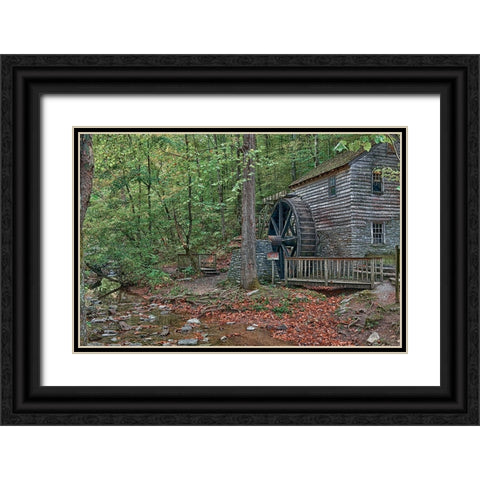 Smokies Grist Mill Summer Black Ornate Wood Framed Art Print with Double Matting by Lee, Rachel