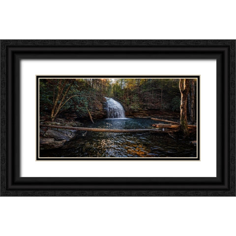 Stinging Fork Falls Pano Black Ornate Wood Framed Art Print with Double Matting by Lee, Rachel
