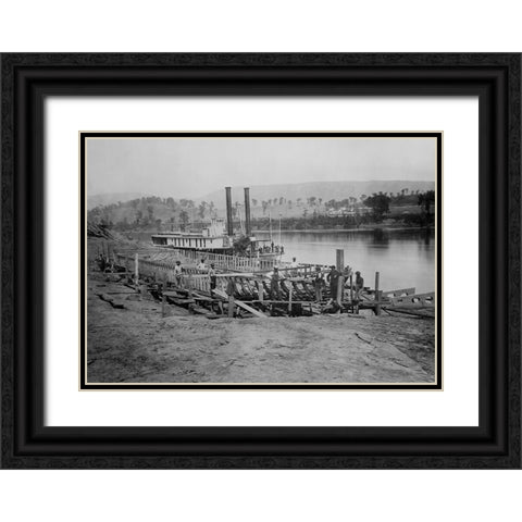 Transport Steamer Building 1864 Black Ornate Wood Framed Art Print with Double Matting by Lee, Rachel