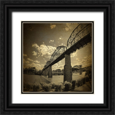 Walnut Left Grunge Black Ornate Wood Framed Art Print with Double Matting by Lee, Rachel