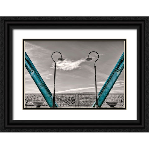 Walnut Love Mask Blue Rail Black Ornate Wood Framed Art Print with Double Matting by Lee, Rachel