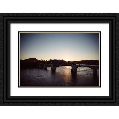 Walnut Street Bridge Sundown Black Ornate Wood Framed Art Print with Double Matting by Lee, Rachel