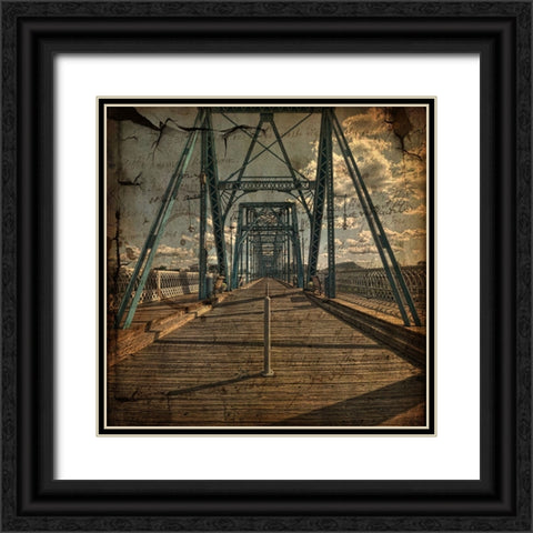 Walnut Walk Letter Texture Black Ornate Wood Framed Art Print with Double Matting by Lee, Rachel