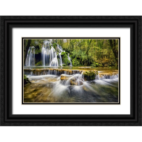 Waterfall 17 Black Ornate Wood Framed Art Print with Double Matting by Lee, Rachel