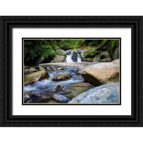 Waterfall 21 Black Ornate Wood Framed Art Print with Double Matting by Lee, Rachel