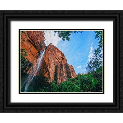 Waterfall 42 Black Ornate Wood Framed Art Print with Double Matting by Lee, Rachel