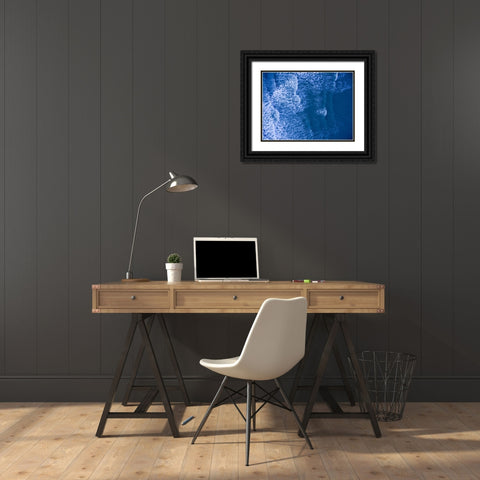 Blue Waves Black Ornate Wood Framed Art Print with Double Matting by Malone, Will