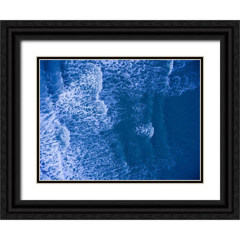 Blue Waves Black Ornate Wood Framed Art Print with Double Matting by Malone, Will
