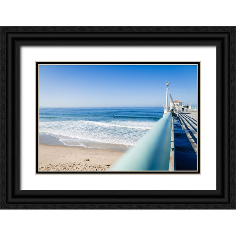Manhattan Beach Pier Black Ornate Wood Framed Art Print with Double Matting by Malone, Will