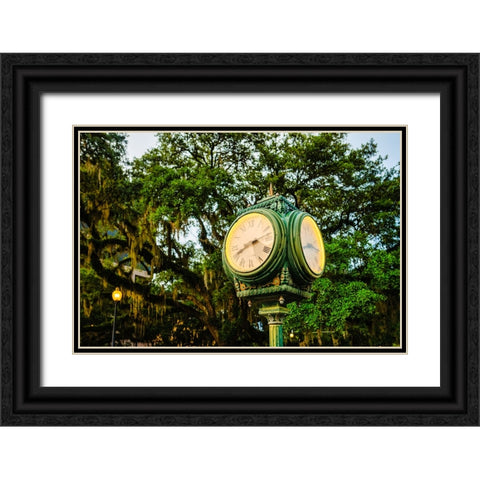 Chain of Parks Clock Black Ornate Wood Framed Art Print with Double Matting by Malone, Will