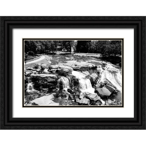 Falls Park BW Black Ornate Wood Framed Art Print with Double Matting by Malone, Will