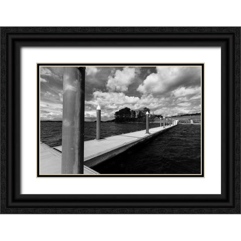 White Dock Black Ornate Wood Framed Art Print with Double Matting by Malone, Will