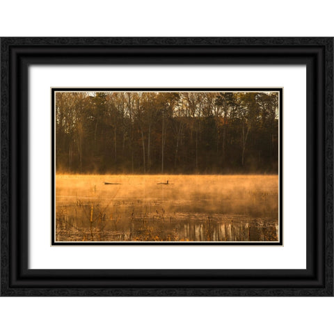 Tired Creek Golden Mist Black Ornate Wood Framed Art Print with Double Matting by Malone, Will