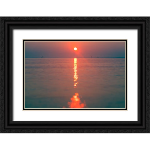 The Red Sun Black Ornate Wood Framed Art Print with Double Matting by Malone, Will