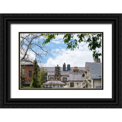 European Rooftops Black Ornate Wood Framed Art Print with Double Matting by Malone, Will
