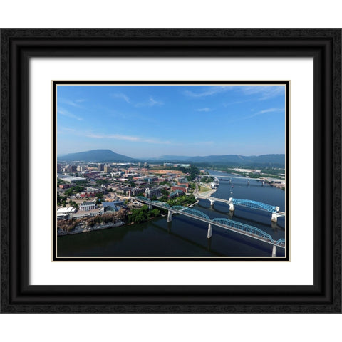 Chattanooga Aerial Black Ornate Wood Framed Art Print with Double Matting by Malone, Will