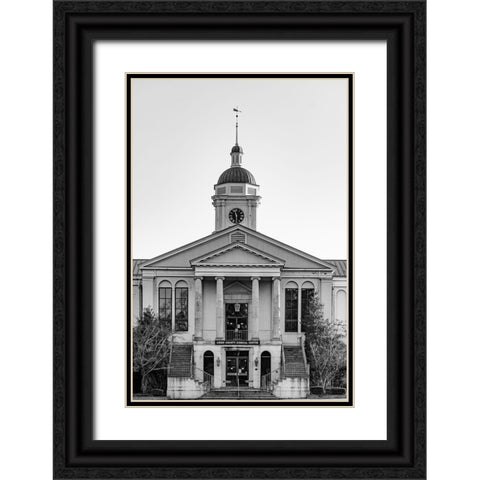 Aiken Courthouse Monochrome Black Ornate Wood Framed Art Print with Double Matting by Malone, Will