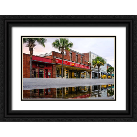 Downtown Beaufort Morning Black Ornate Wood Framed Art Print with Double Matting by Malone, Will