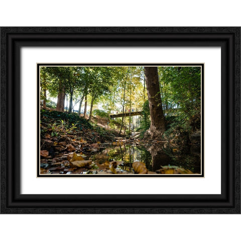 Fall Bridge Black Ornate Wood Framed Art Print with Double Matting by Malone, Will