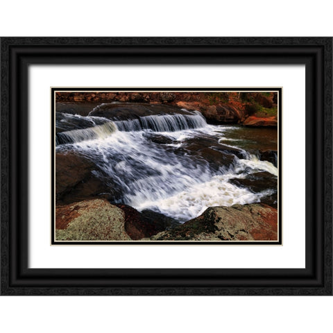 Falls Park Rush Black Ornate Wood Framed Art Print with Double Matting by Malone, Will