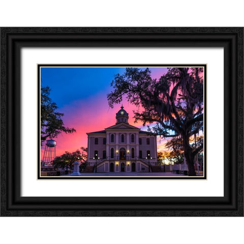 Courthouse Sunset 2 Black Ornate Wood Framed Art Print with Double Matting by Malone, Will
