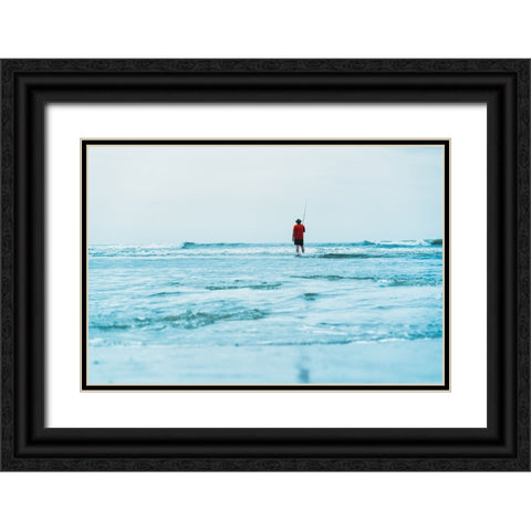 Man in the Sea Black Ornate Wood Framed Art Print with Double Matting by Malone, Will