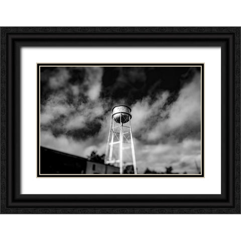 Monochrome Watertower Black Ornate Wood Framed Art Print with Double Matting by Malone, Will
