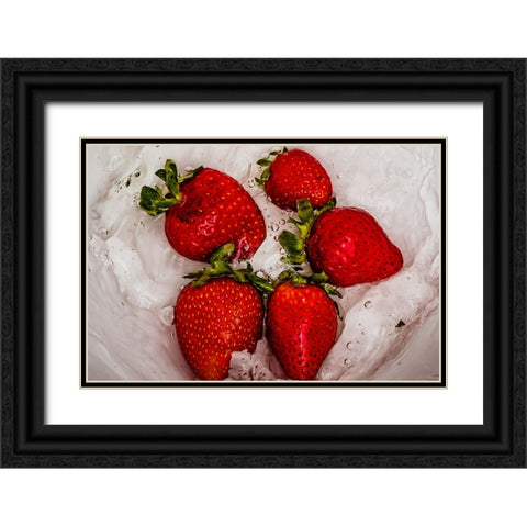 Strawberry Dance 2 Black Ornate Wood Framed Art Print with Double Matting by Malone, Will
