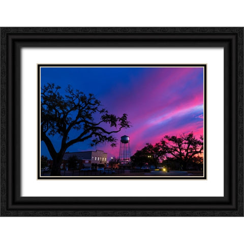Watertower Sunset Black Ornate Wood Framed Art Print with Double Matting by Malone, Will