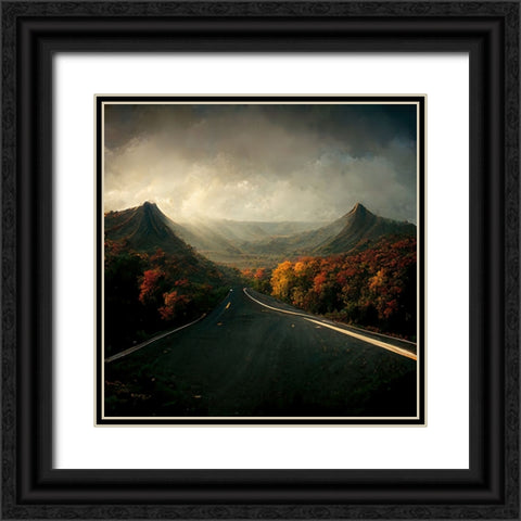 Autumn Road 2 Black Ornate Wood Framed Art Print with Double Matting by Screendoor