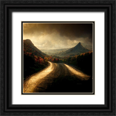 Autumn Road 3 Black Ornate Wood Framed Art Print with Double Matting by Screendoor