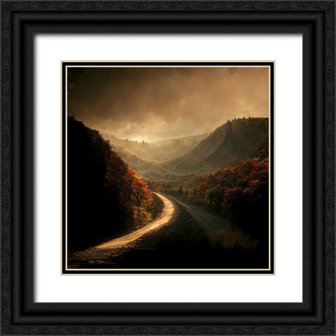 Autumn Road 4 Black Ornate Wood Framed Art Print with Double Matting by Screendoor