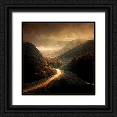 Autumn Road 5 Black Ornate Wood Framed Art Print with Double Matting by Screendoor