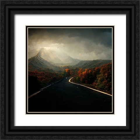 Autumn Road Black Ornate Wood Framed Art Print with Double Matting by Screendoor