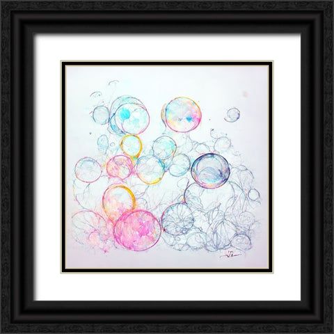 Bubbles 3 Black Ornate Wood Framed Art Print with Double Matting by Screendoor