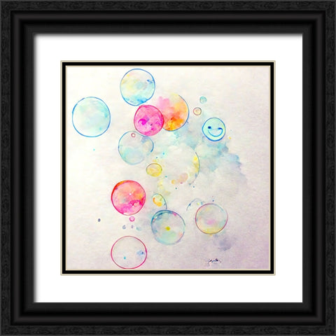 Bubbles 5 Black Ornate Wood Framed Art Print with Double Matting by Screendoor