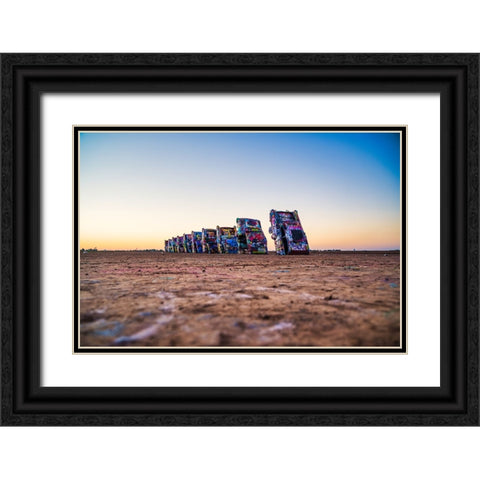 Cadillac Ranch 2 Black Ornate Wood Framed Art Print with Double Matting by Malone, Will