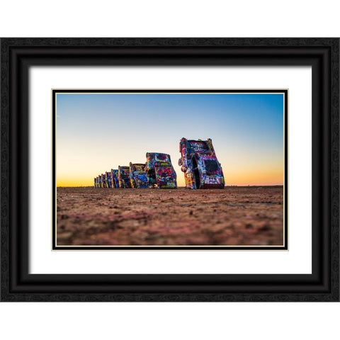 Cadillac Ranch 4 Black Ornate Wood Framed Art Print with Double Matting by Malone, Will