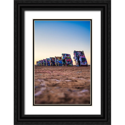 Cadillac Ranch Vertical Black Ornate Wood Framed Art Print with Double Matting by Malone, Will