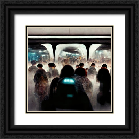 Futuristic City Subway Black Ornate Wood Framed Art Print with Double Matting by Screendoor