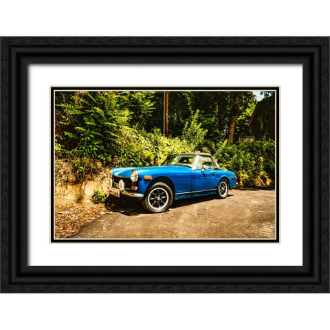 Little Blue Car Black Ornate Wood Framed Art Print with Double Matting by Malone, Will