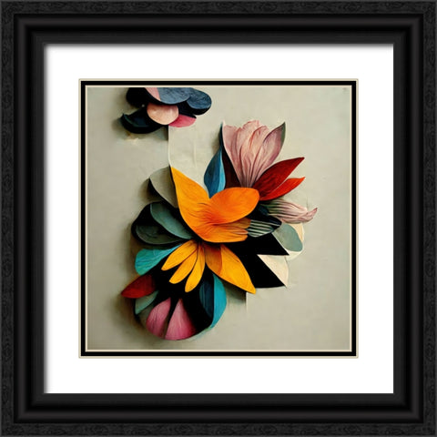 Paper Flowers 5 Black Ornate Wood Framed Art Print with Double Matting by Screendoor